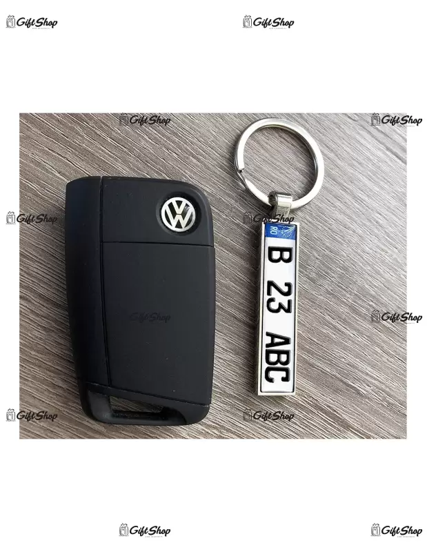 .breloc cu 2 fete dreptunghi metal auto